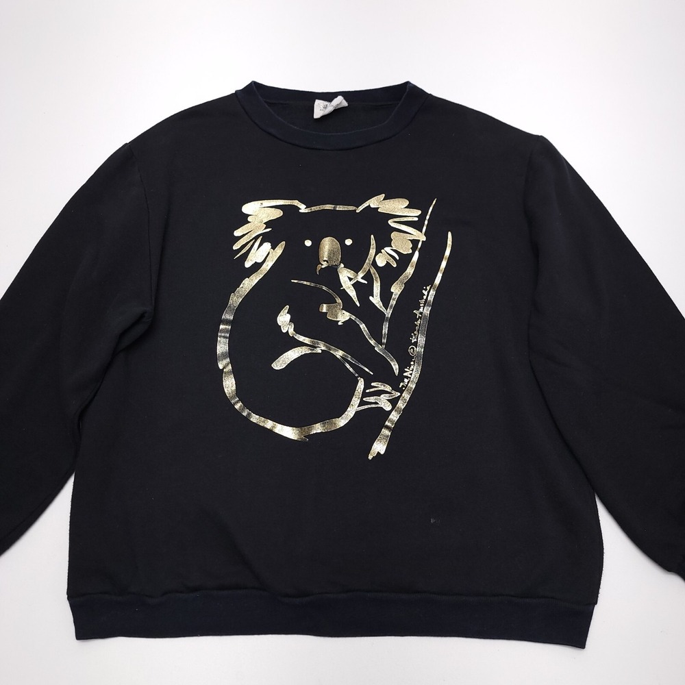 Jim Nixon Koala Sweatshirt XL Black Gold Sabre Australia Crewneck 80's Retro
